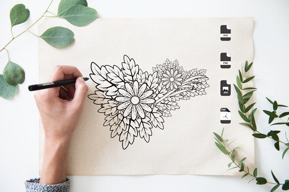 A Vintage Sketch Floral for Your Embroidery Portfolio