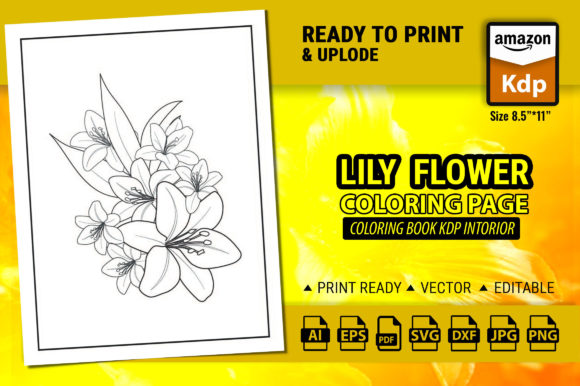 Blossom Lily Flowers Coloring Page Graphics Amp