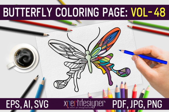 Butterfly Coloring Page for Adults 48: Graphics & Coloring Pages Amp Review