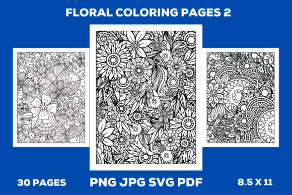 Floral Coloring Pages 2 Graphic: A Designer's Review for Marketing Use