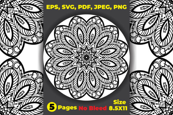 Floral Mandala Graphics for Printable Coloring Pages