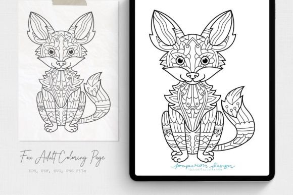 Fox Coloring Art for Product Designers & Creative Sellers