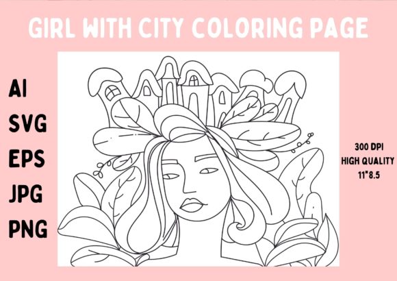 Girl with the City Coloring Page: Graphics for Coloring Pages Amp