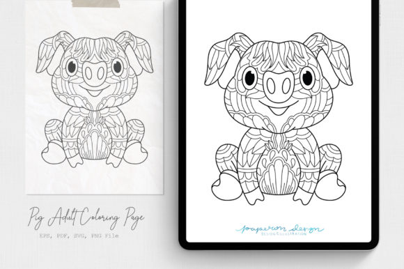 Pig Adult Coloring Page: A Graphic Design Asset Review